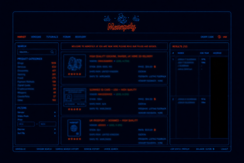monopoly landing page